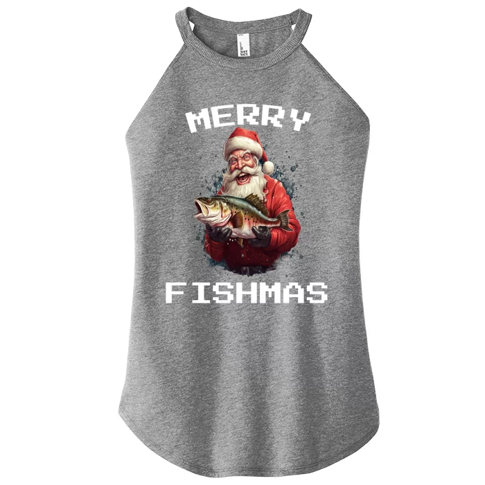 Funny Fishing Christmas Pajama Fishers Merry Fishmas Fishing Gift Women’s Perfect Tri Rocker Tank