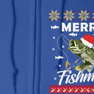 Funny Fishing Christmas Pajama Fishers Merry Fishmas Xmas Gift Full Zip Hoodie