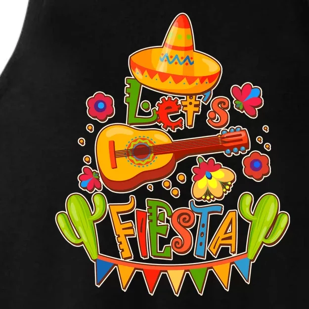 Funny Festive Cinco De Mayo Let's Fiesta Ladies Tri-Blend Wicking Tank