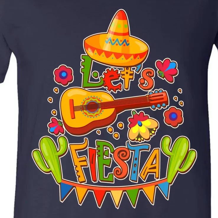 Funny Festive Cinco De Mayo Let's Fiesta V-Neck T-Shirt