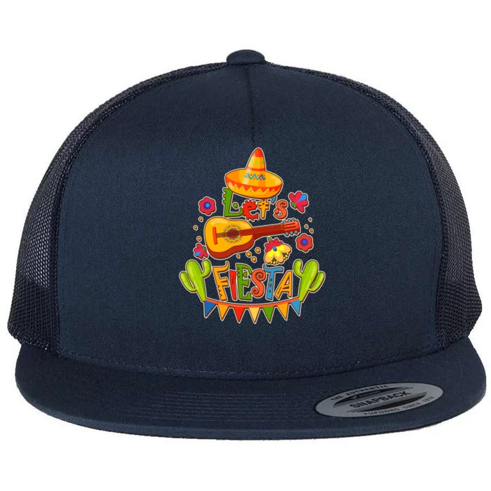 Funny Festive Cinco De Mayo Let's Fiesta Flat Bill Trucker Hat