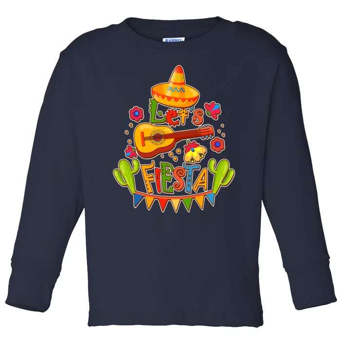 Funny Festive Cinco De Mayo Let's Fiesta Toddler Long Sleeve Shirt