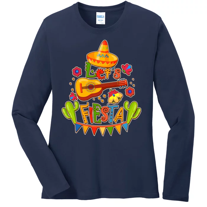 Funny Festive Cinco De Mayo Let's Fiesta Ladies Long Sleeve Shirt