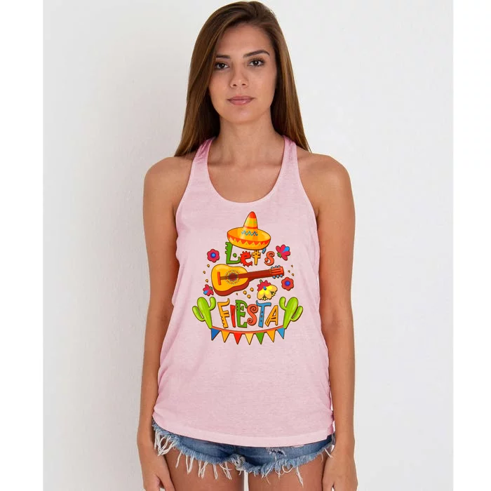 Funny Festive Cinco De Mayo Let's Fiesta Women's Knotted Racerback Tank