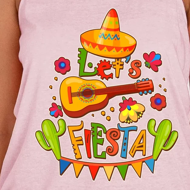 Funny Festive Cinco De Mayo Let's Fiesta Women's Knotted Racerback Tank