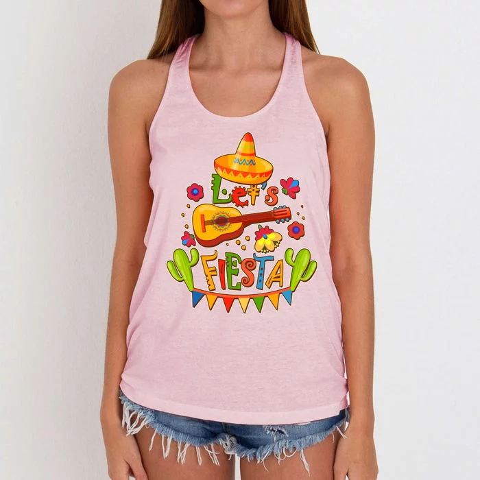 Funny Festive Cinco De Mayo Let's Fiesta Women's Knotted Racerback Tank