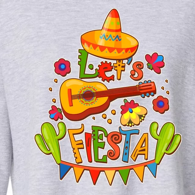 Funny Festive Cinco De Mayo Let's Fiesta Cropped Pullover Crew