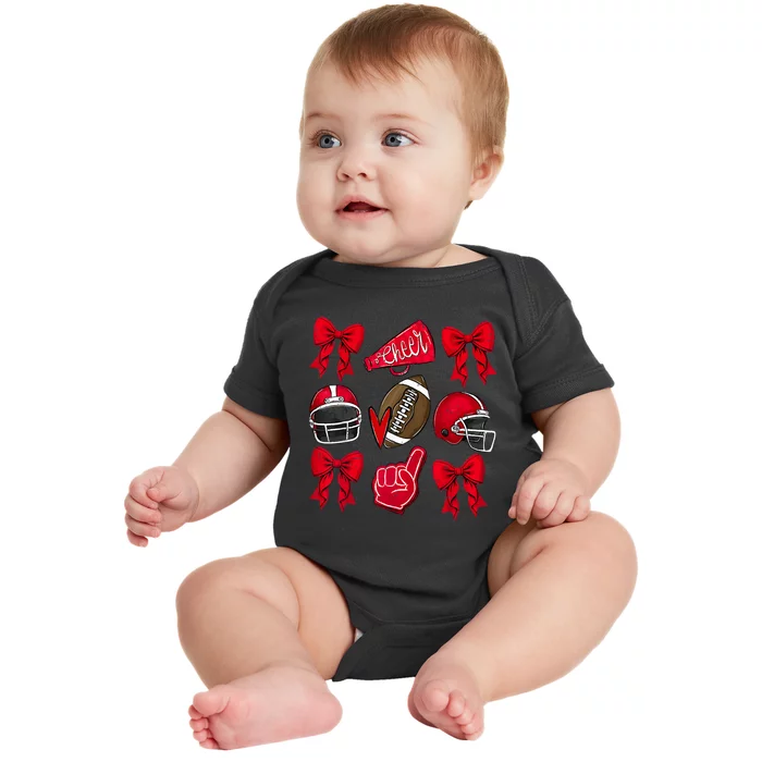 Funny Football Coquette Game Day Football Cheer Mom Lover Gift Baby Bodysuit