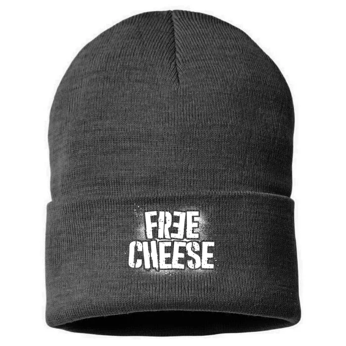 Funny Free Cheese Sustainable Knit Beanie