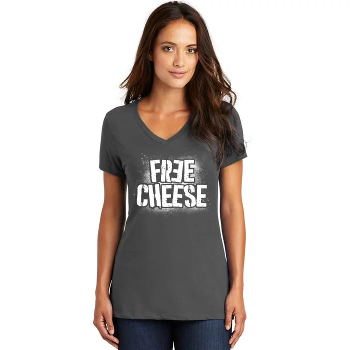 Funny Free Cheese Women's V-Neck T-Shirt