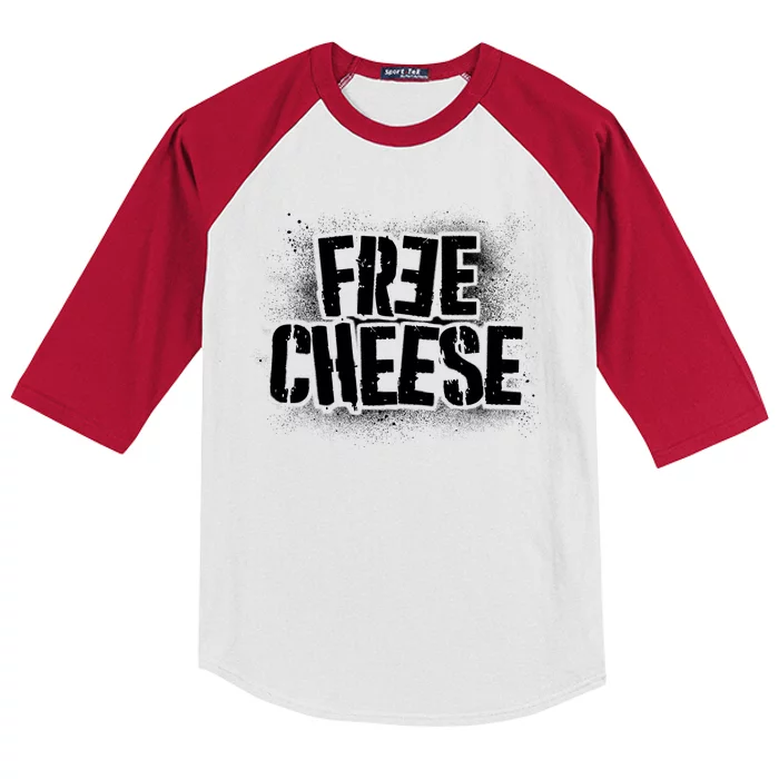 Funny Free Cheese Kids Colorblock Raglan Jersey