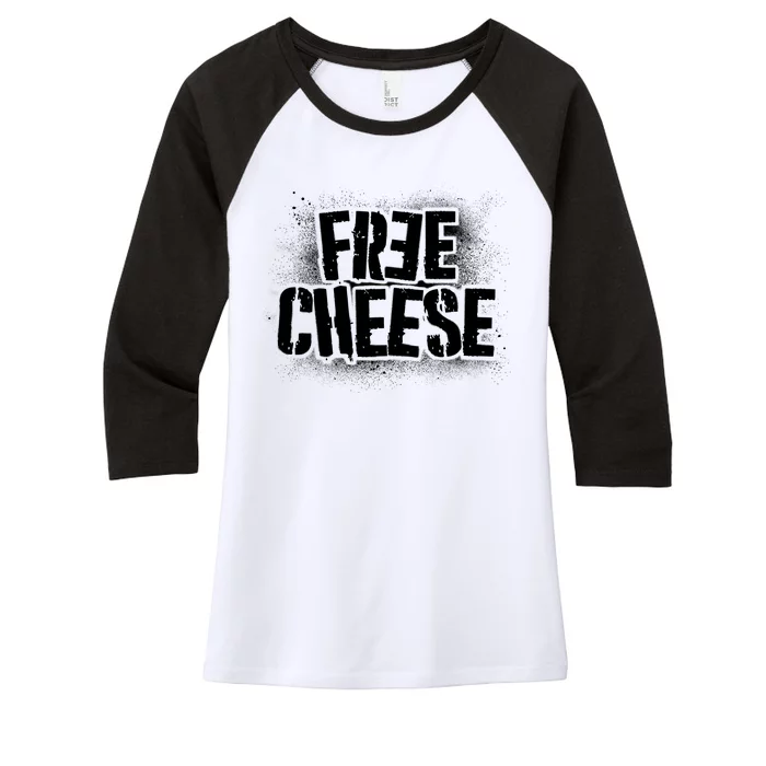 Funny Free Cheese Women's Tri-Blend 3/4-Sleeve Raglan Shirt