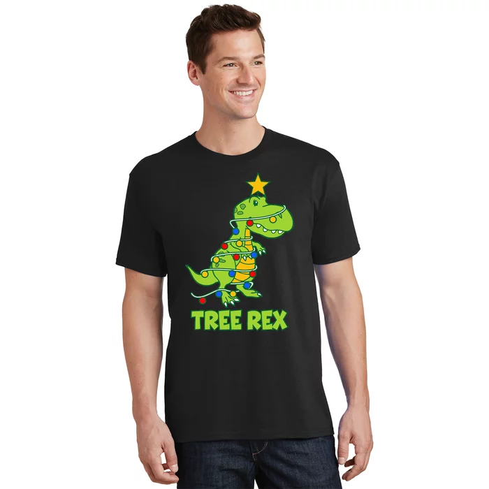 Funny Family Christmas Dinosaur Tree Rex Pajamas Xmas T-Shirt