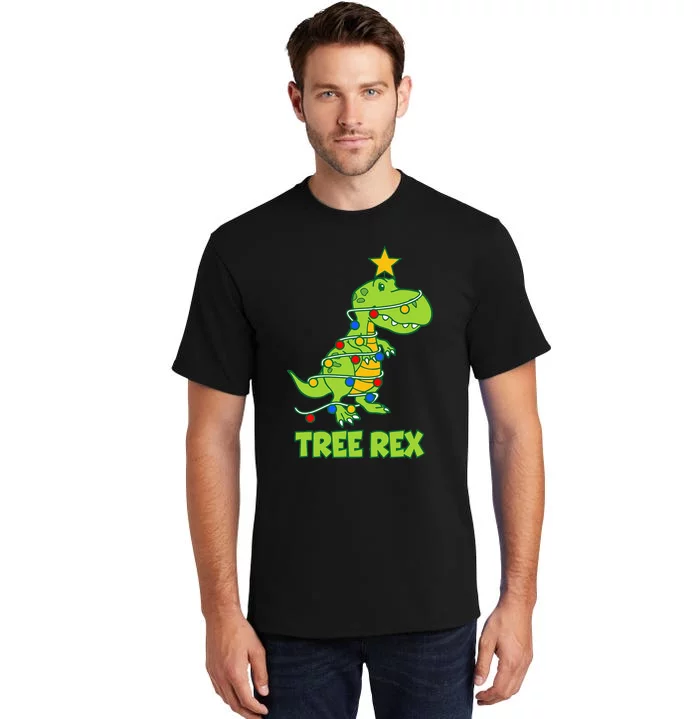 Funny Family Christmas Dinosaur Tree Rex Pajamas Xmas Tall T-Shirt