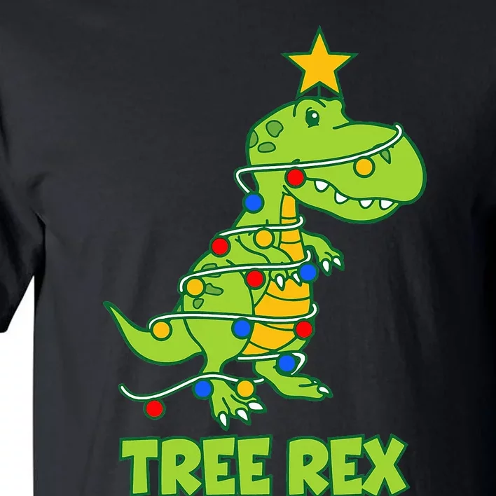 Funny Family Christmas Dinosaur Tree Rex Pajamas Xmas Tall T-Shirt