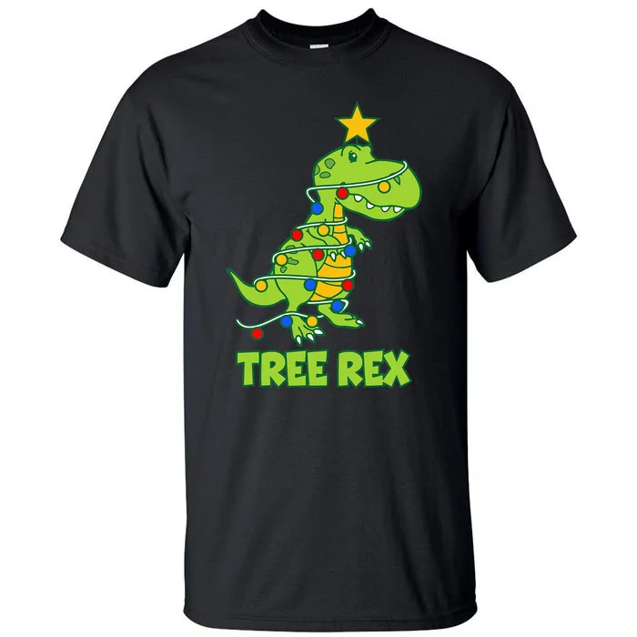 Funny Family Christmas Dinosaur Tree Rex Pajamas Xmas Tall T-Shirt