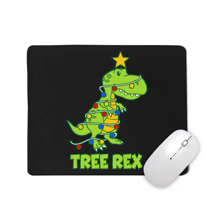 Funny Family Christmas Dinosaur Tree Rex Pajamas Xmas Mousepad