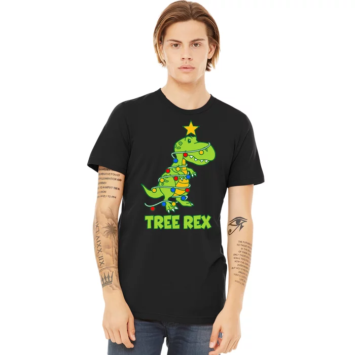 Funny Family Christmas Dinosaur Tree Rex Pajamas Xmas Premium T-Shirt