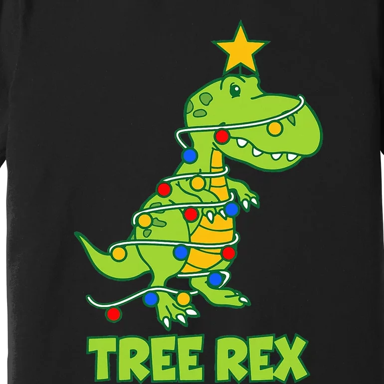 Funny Family Christmas Dinosaur Tree Rex Pajamas Xmas Premium T-Shirt