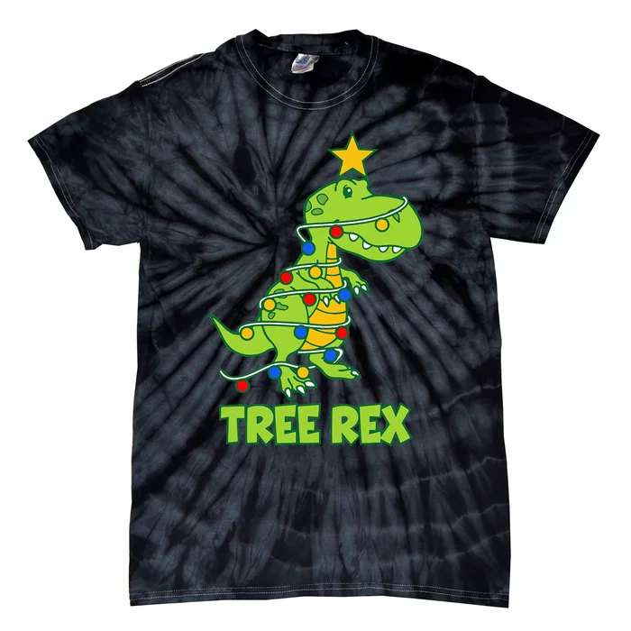 Funny Family Christmas Dinosaur Tree Rex Pajamas Xmas Tie-Dye T-Shirt