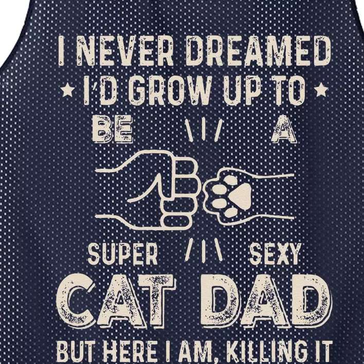 Funny Funny Cat Dad Novelty For Fathers Day Mesh Reversible Basketball Jersey Tank