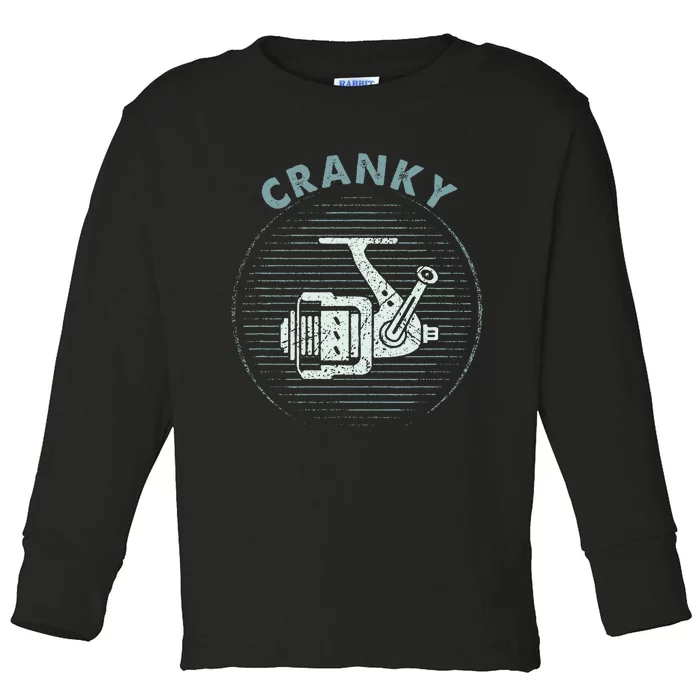 Funny Fishing Cranky Fishing Reel Toddler Long Sleeve Shirt