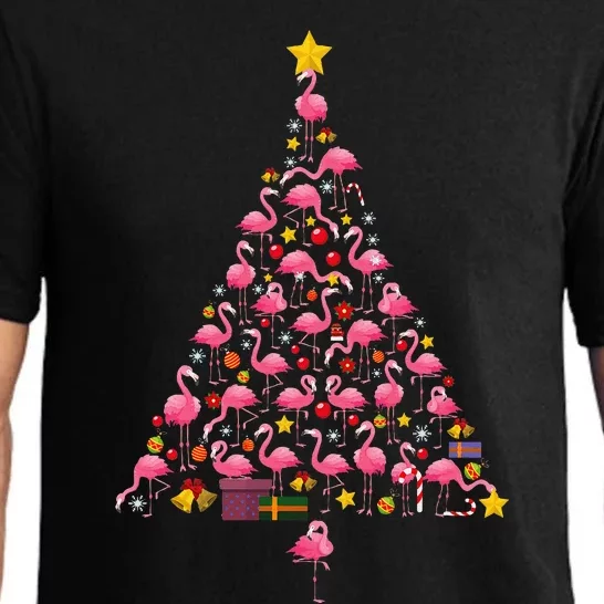 Funny Flamingo Christmas Tree Ornithologist Xmas Pajama Set