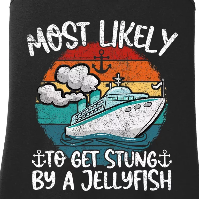 Funny Family Cruise Most Likely To Get Stung By A Jellyfish Ladies Essential Tank