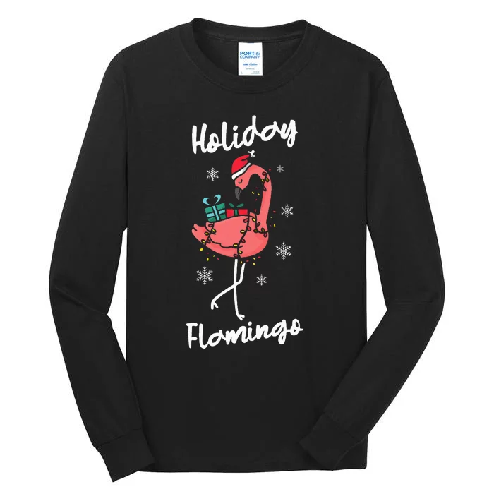 Festive Flamingo Christmas Decorations Tall Long Sleeve T-Shirt