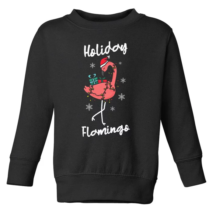 Festive Flamingo Christmas Decorations Toddler Sweatshirt