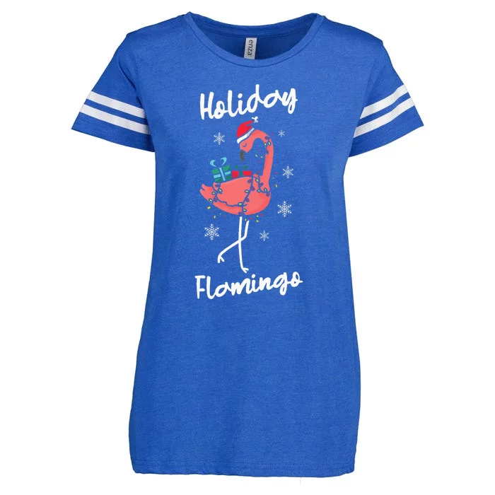 Festive Flamingo Christmas Decorations Enza Ladies Jersey Football T-Shirt