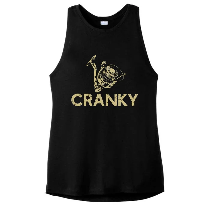 Funny Fishing Cranky Fishing Reel Gits Gift Ladies Tri-Blend Wicking Tank