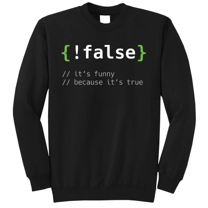 False Funny Coding Programmer Gift Computer Programming Tall Sweatshirt