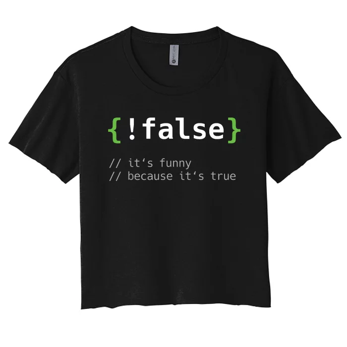 False Funny Coding Programmer Gift Computer Programming Women's Crop Top Tee