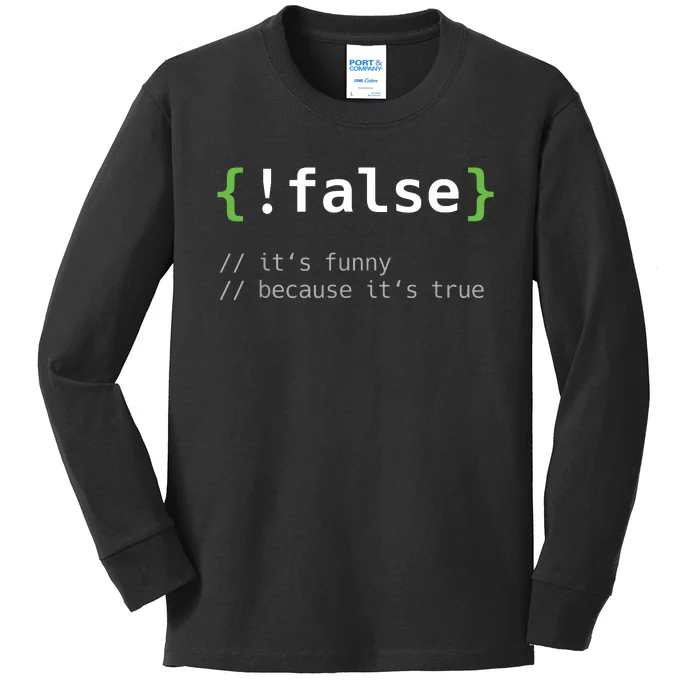 False Funny Coding Programmer Gift Computer Programming Kids Long Sleeve Shirt