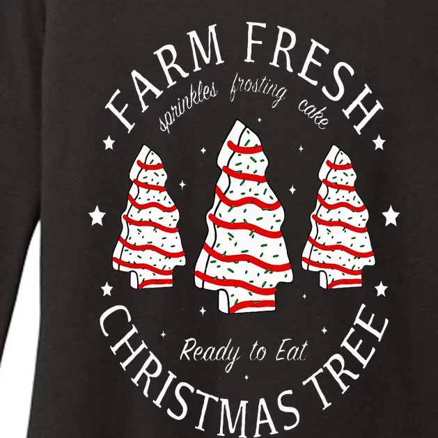 Farm Fresh Christmas Tree Cakes Funny Tree Farm Xmas Pajamas Womens CVC Long Sleeve Shirt