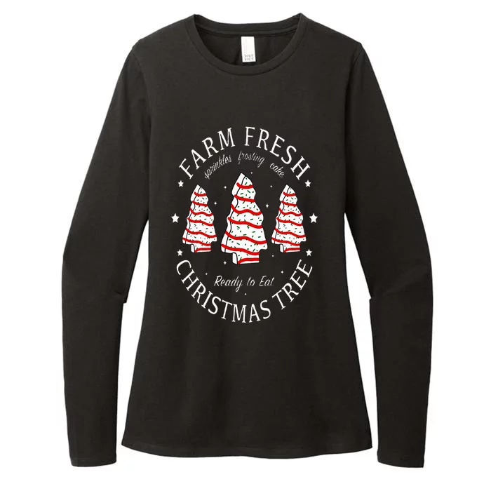 Farm Fresh Christmas Tree Cakes Funny Tree Farm Xmas Pajamas Womens CVC Long Sleeve Shirt