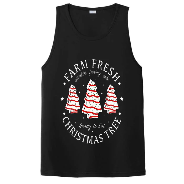 Farm Fresh Christmas Tree Cakes Funny Tree Farm Xmas Pajamas Performance Tank