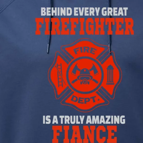 Firefighter Fiance Cool Gift Performance Fleece Hoodie