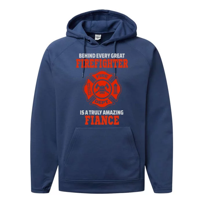 Firefighter Fiance Cool Gift Performance Fleece Hoodie