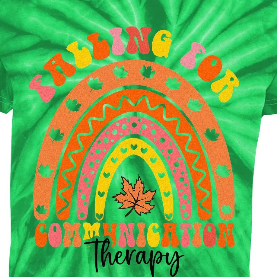 Falling For Communication Therapy Speech Slp Therapist Kids Tie-Dye T-Shirt