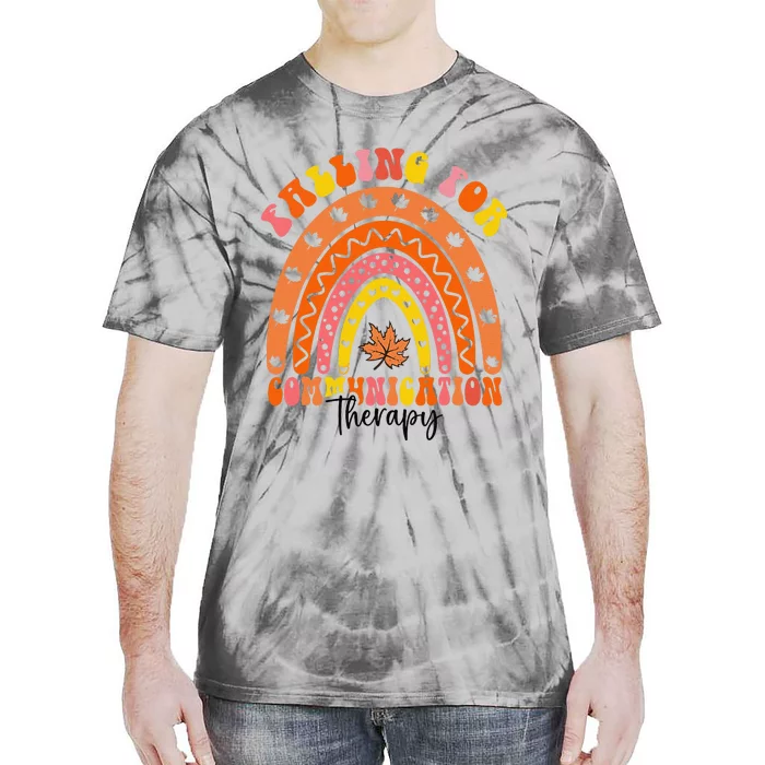 Falling For Communication Therapy Speech Slp Therapist Tie-Dye T-Shirt