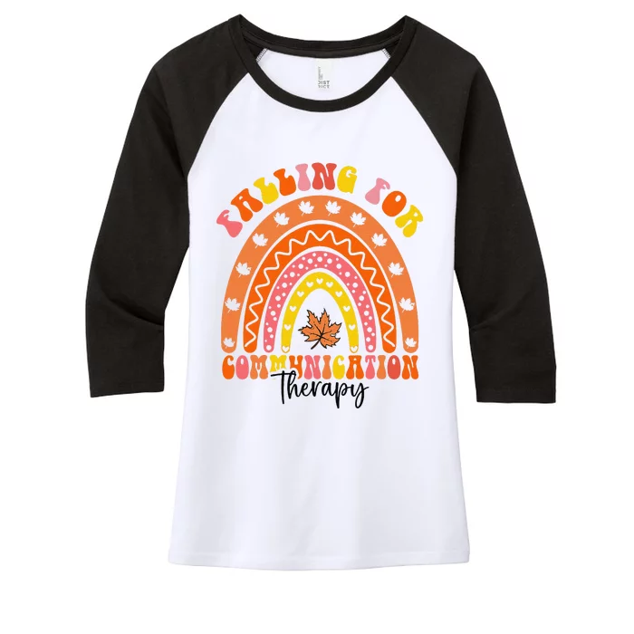 Falling For Communication Therapy Speech Slp Therapist Women's Tri-Blend 3/4-Sleeve Raglan Shirt