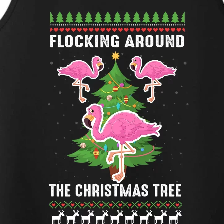 Flamingo Funny Christmas Tree Great Gift Performance Tank