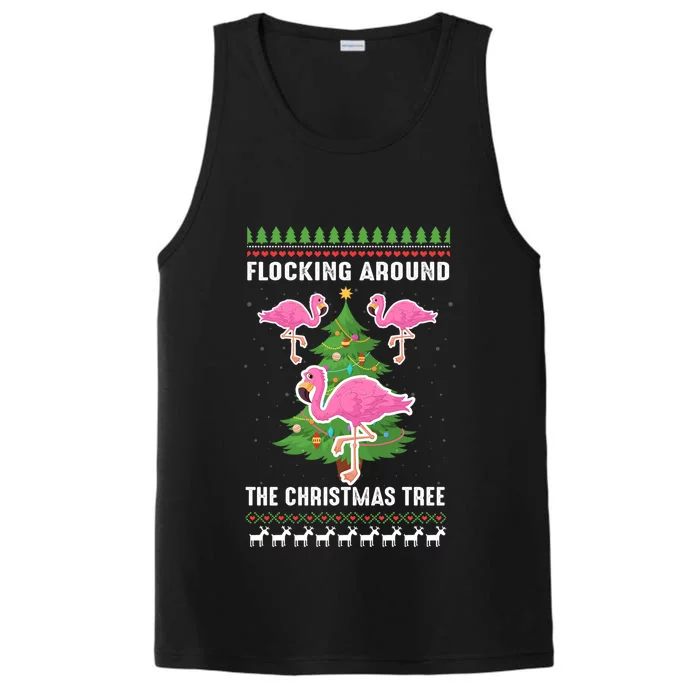 Flamingo Funny Christmas Tree Great Gift Performance Tank