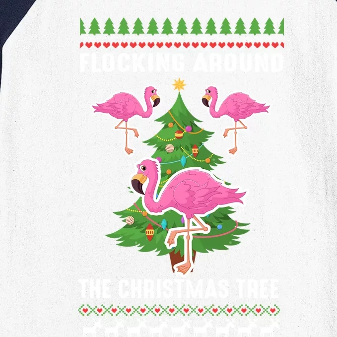 Flamingo Funny Christmas Tree Great Gift Baseball Sleeve Shirt