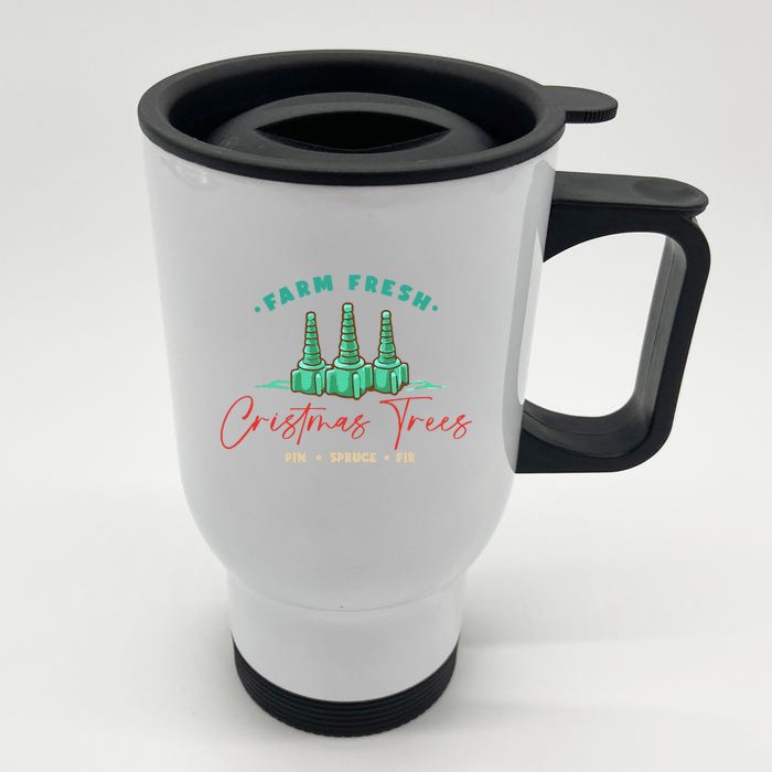 Farm Fresh Christmas Trees Nurse Respiratory Therapist Front & Back Stainless Steel Travel Mug