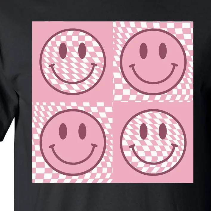 Funny Face Checkered Pattern Smile Face Meme Trendy Tall T-Shirt