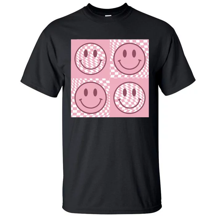 Funny Face Checkered Pattern Smile Face Meme Trendy Tall T-Shirt