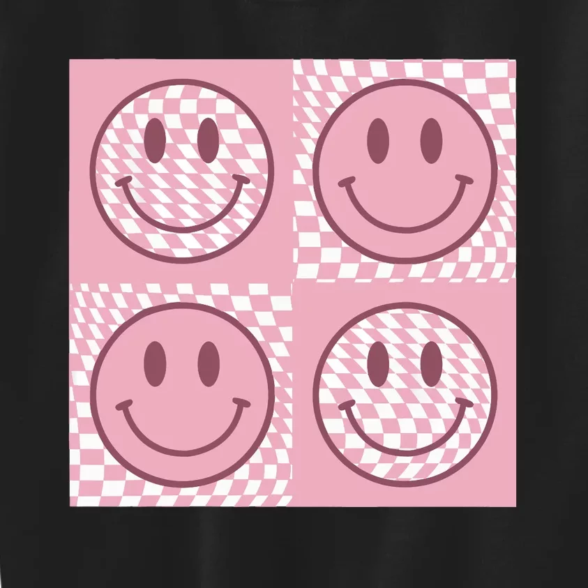 Funny Face Checkered Pattern Smile Face Meme Trendy Kids Sweatshirt